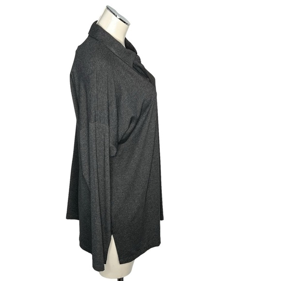 NWT BY JJ Women's Long Sleeve Button Down Grey Stretch Blouse Top Size L - Picture 4 of 16